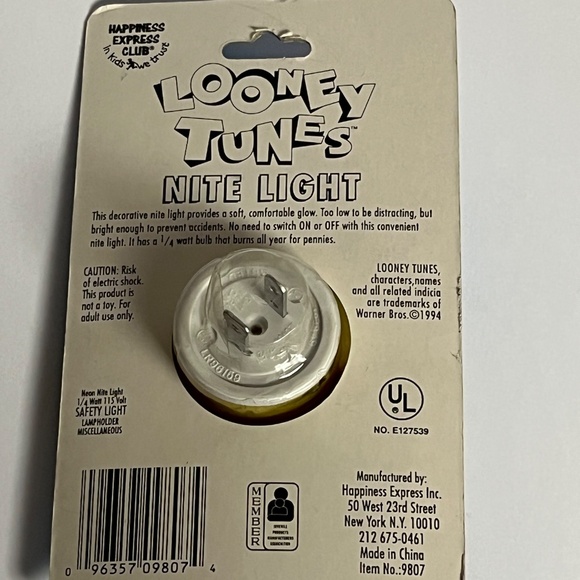 Vintage 1994 Looney Tunes Taz Nite Light New Sealed Tasmanian Devil Warner Bros - Picture 4 of 8